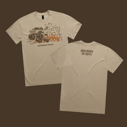BURN RUBBER NOT COFFEE TEE